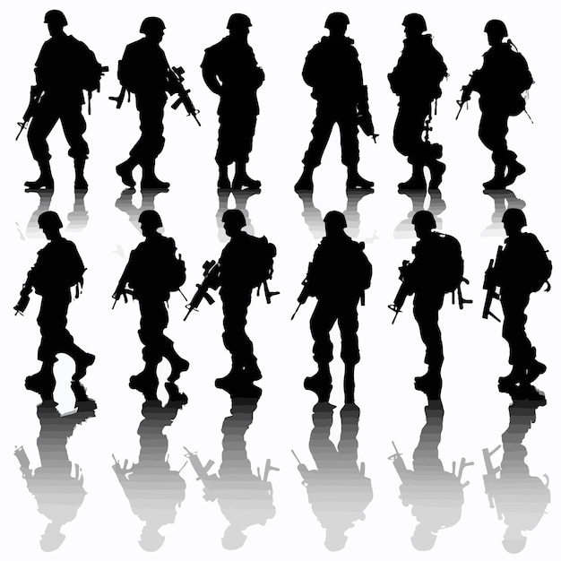 Vecteur la silhouette d'un soldat de l'armée