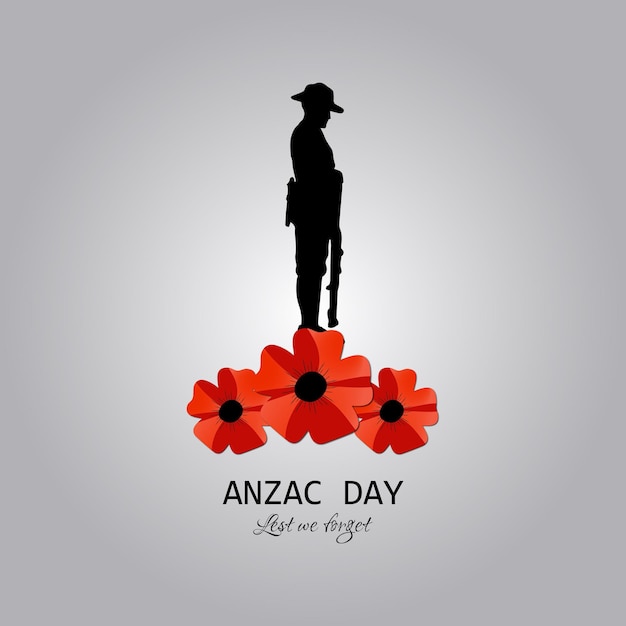 Silhouette De Soldat Rendant Hommage à La Tombe. N'oublions Pas Le Lettrage. Lettrage Du Jour De L'anzac.