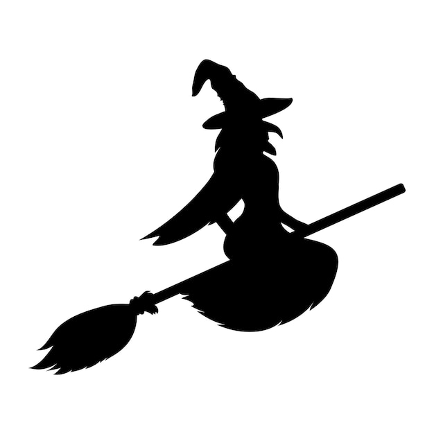 Vecteur silhouette de sorcière sur fond blanc illustration vectorielle de femme fantôme