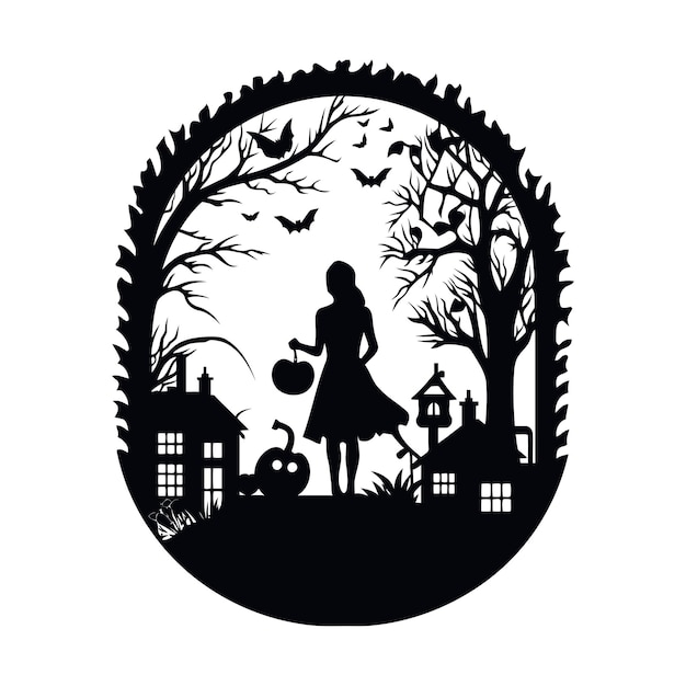 Une Silhouette De Sorcière D'halloween