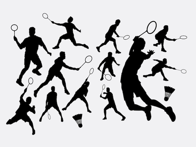 Vecteur silhouette de sport de badminton