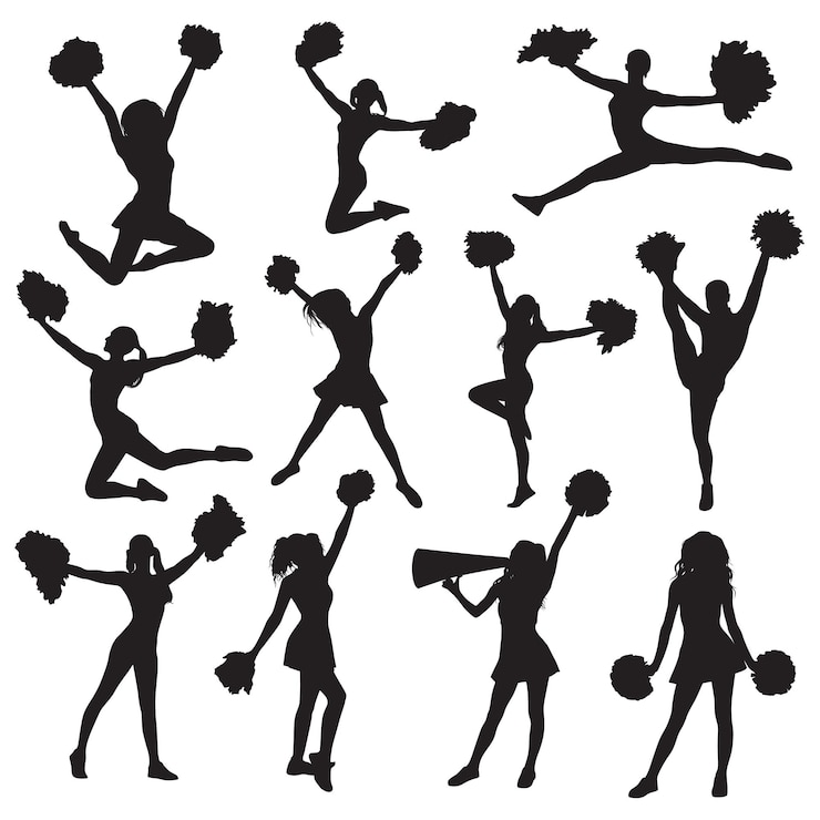 Vecteur silhouette de sport femme pom-pom girl