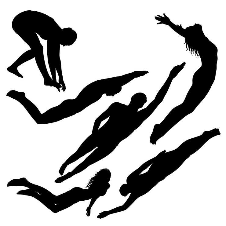 silhouette de sport de plongée et de natation