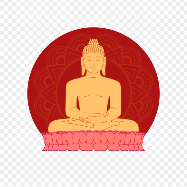 Vecteur la silhouette de la statue de mahavir assise sur un fond blanc