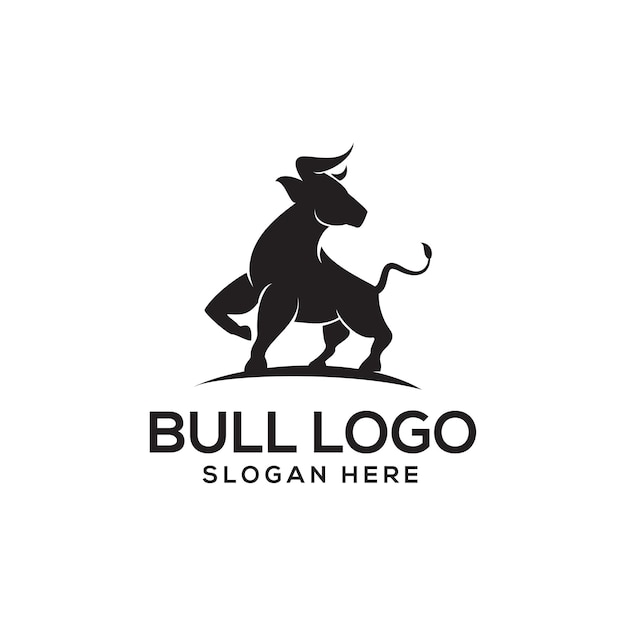 Silhouette Strong bull logo design illustration vecteur moderne modèle j'ai