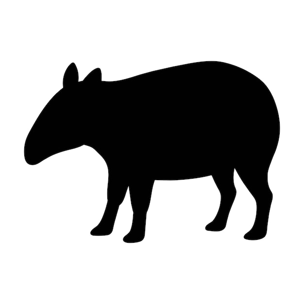 Vecteur silhouette d'un tapir sur blanc