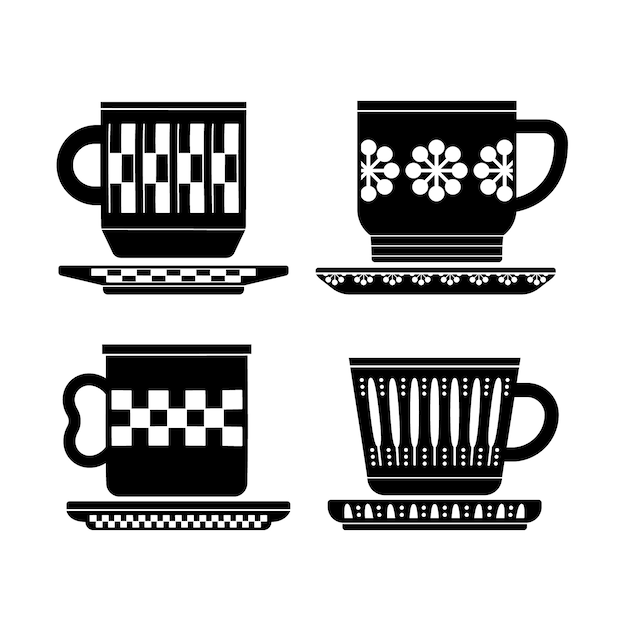 Vecteur silhouette de tasse de café dessiné à la main