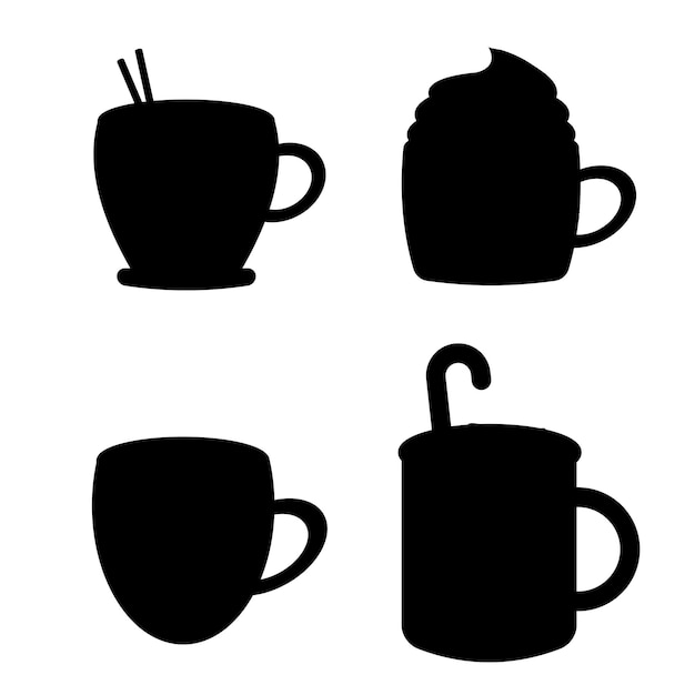 Vecteur silhouette de tasses d'hiver de noël avec des bonbons illustration vectorielle