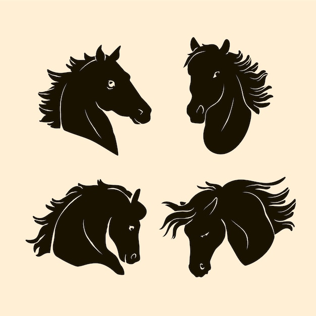 Silhouette de tête de cheval dessiné à la main
