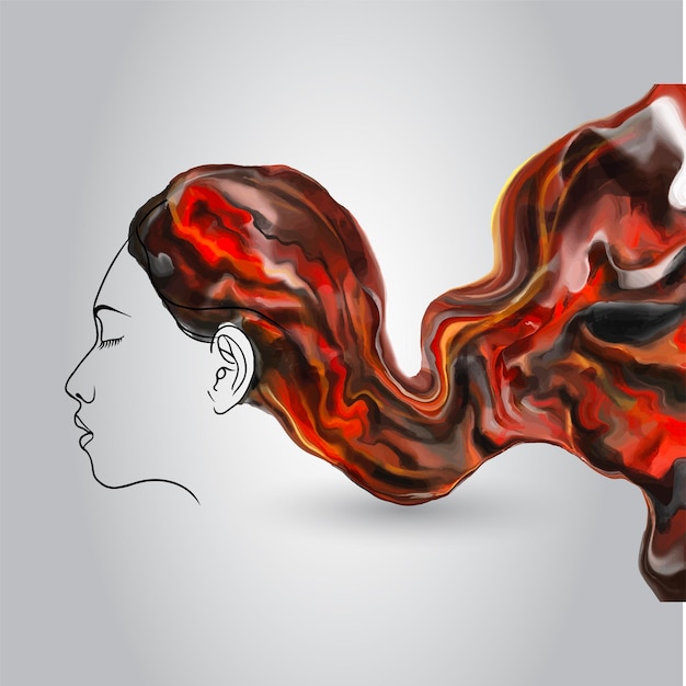 Silhouette de tête avec des cheveux liquides Illustration vectorielle d'un salon de beauté féminin