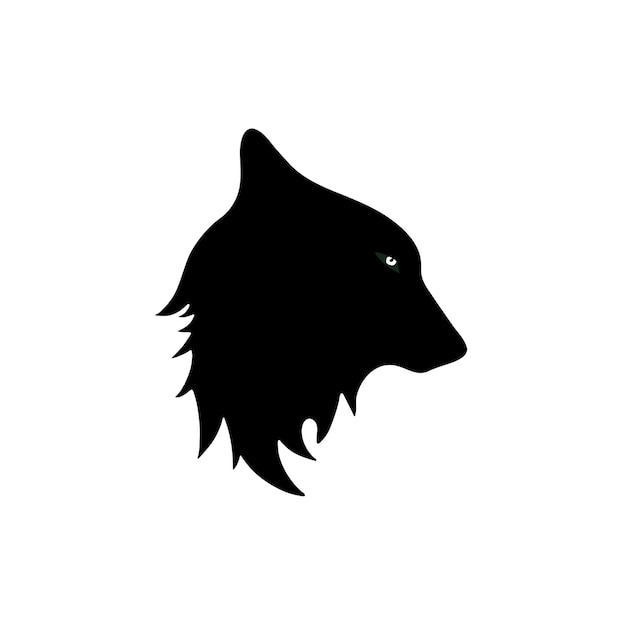 Silhouette de tête de loup sur fond blanc