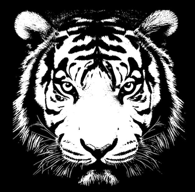 Silhouette de tête de tigre. Symbole de portrait de tigre de la nouvelle année. Illustration vectorielle.