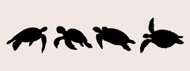 Vecteur silhouette de tortue dessinée à la main