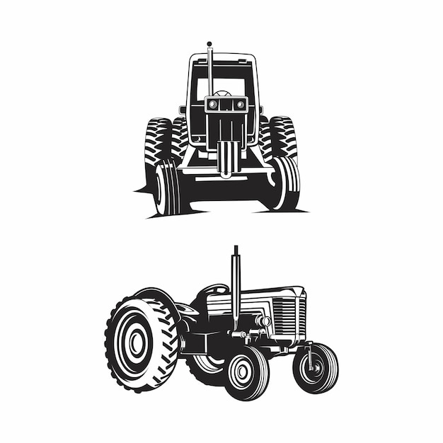 Vecteur silhouette de tracteur agricole