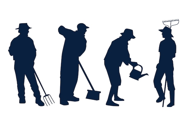 Silhouette de travail de jardin dessiné à la main
