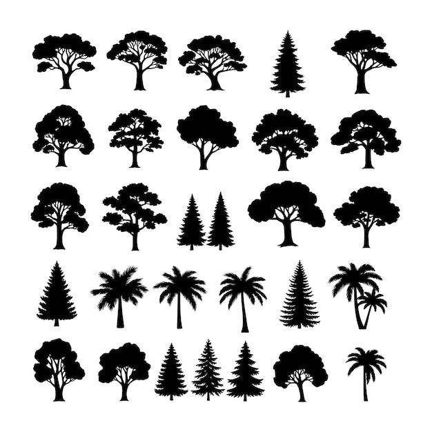 Silhouette Tree Pack Vector Trees pour les projets architecturaux et environnementaux de conception de plans