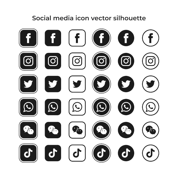 Vecteur silhouette vecteur d'icône de médias sociaux