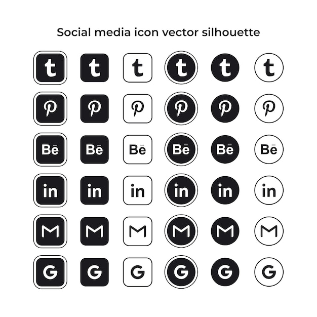 Vecteur silhouette vecteur d'icône de médias sociaux