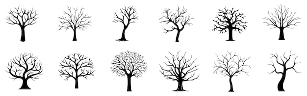 Silhouette Vectorielle D'un Arbre Sur Fond Blanc Icon D'arbres Réglés Arbre Vectoriel Illustration Vectorielle Eps