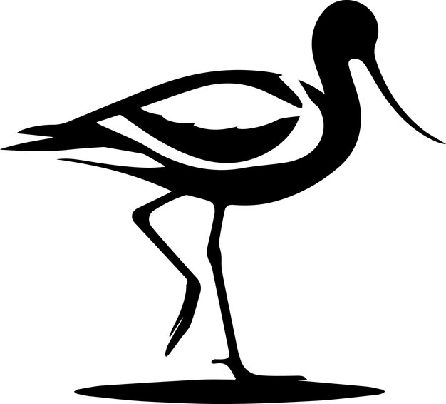 Silhouette vectorielle Avocet couleur noire fond blanc 11