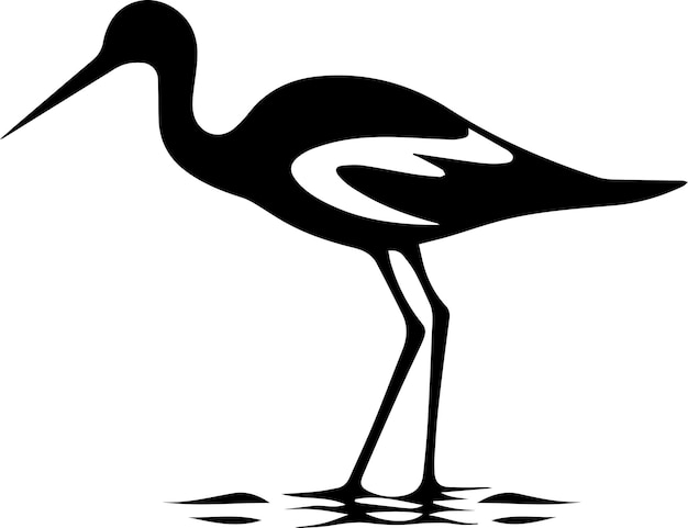 Silhouette vectorielle Avocet couleur noire fond blanc 9