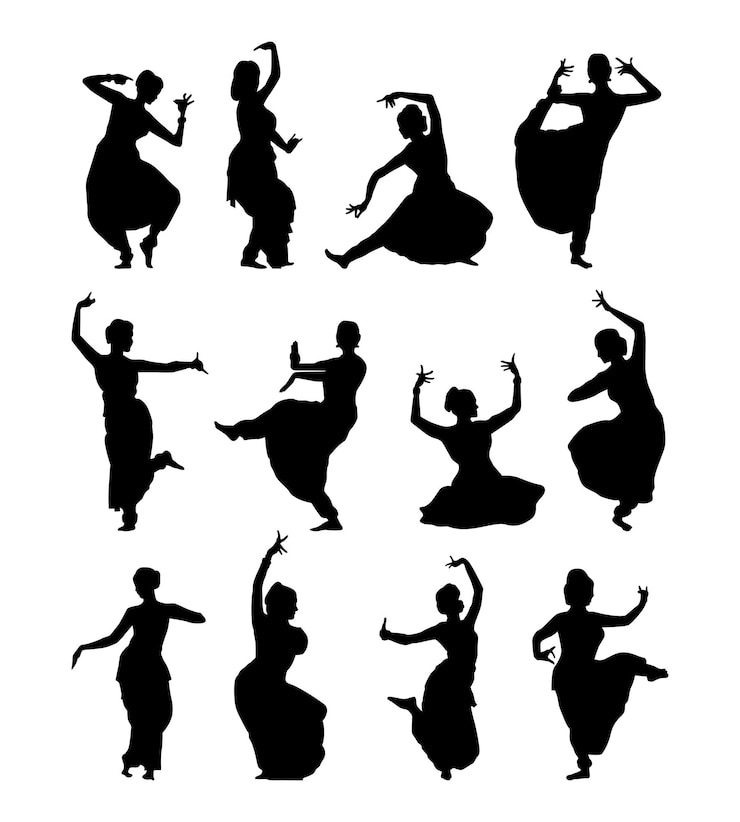 Vecteur silhouette vectorielle de la collection de danseuses indiennes