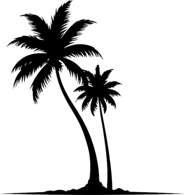 silhouette vectorielle de couleur noire de l'arbre de coco