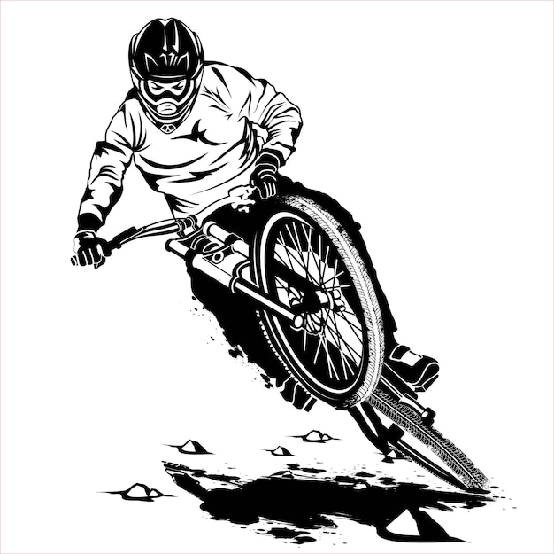 Vecteur silhouette vectorielle debout downhill biker