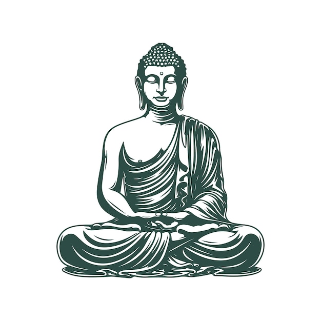 Vecteur silhouette vectorielle du bouddha dessin en ligne dessin d'une statue de bouddha en méditation illustration vectorielle