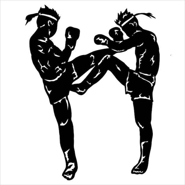 Vecteur la silhouette vectorielle du logo muay thai