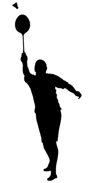 Vecteur silhouette vectorielle d'un homme qui joue au badminton