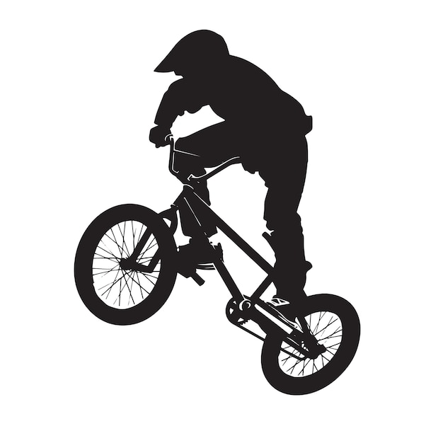 Vecteur silhouette vectorielle d'une icône de découpage plat d'une personne sportive extrême bmx