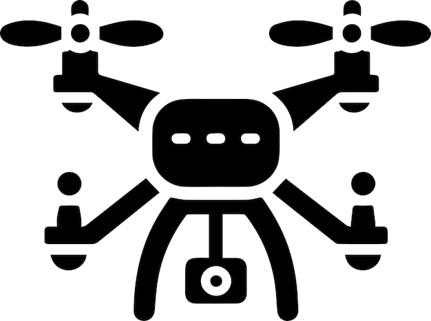 Vecteur silhouette vectorielle minimale de l'icône du quadcopter, fond blanc rempli de noir 9