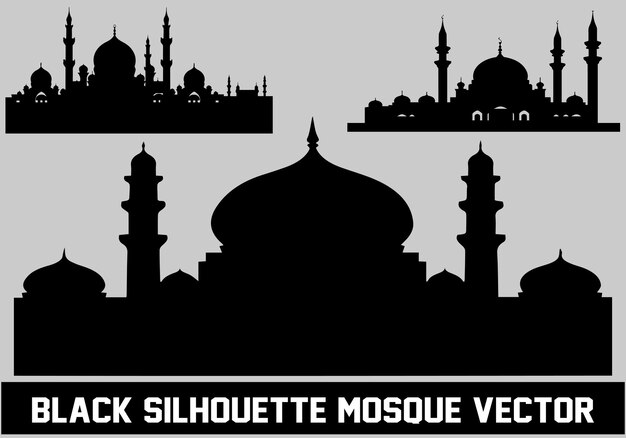 Vecteur silhouette vectorielle de la mosquée à fond blanc