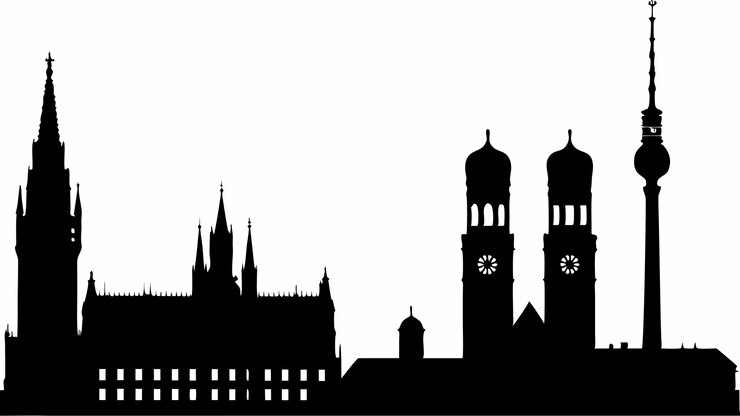 Vecteur silhouette vectorielle noire de l'horizon de munich