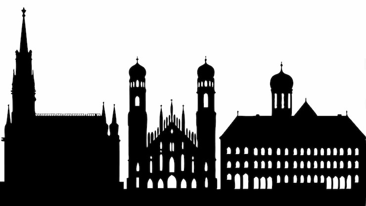Vecteur silhouette vectorielle noire de l'horizon de munich