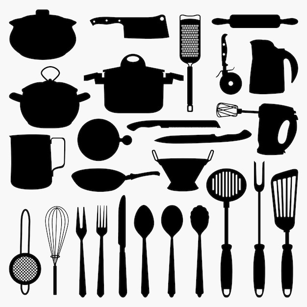 Silhouette vectorielle d'ustensiles de cuisine