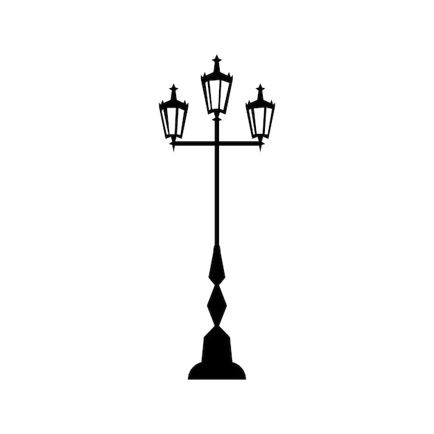 Silhouette Vieux Lampadaire Architecture De Rue éclairage Public Vector Silhouette Noire Lampadaire