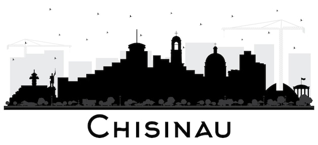 Silhouette de la ville de Chisinau Moldavie avec des bâtiments noirs isolés sur blanc Illustration vectorielle Concept de voyage et de tourisme d'affaires avec architecture historique Paysage urbain de Chisinau avec points de repère