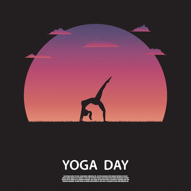 Silhouette, Yoga, Femme, Nature