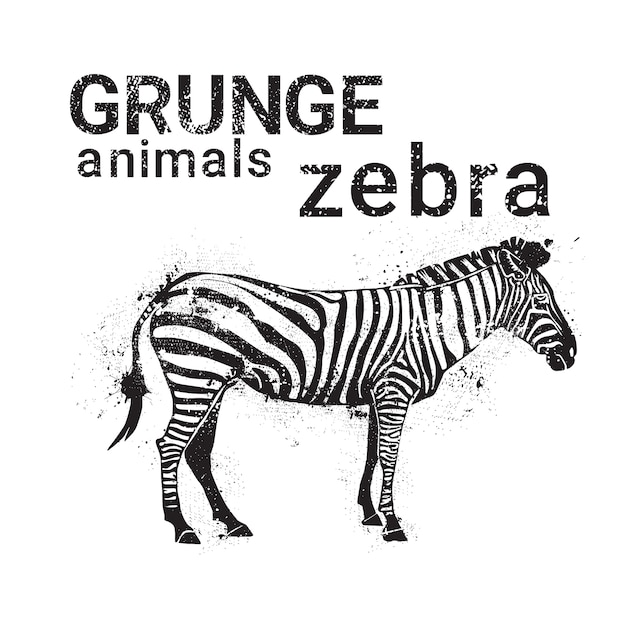 Silhouette Zebra En Icône De Style Grunge Design Animal