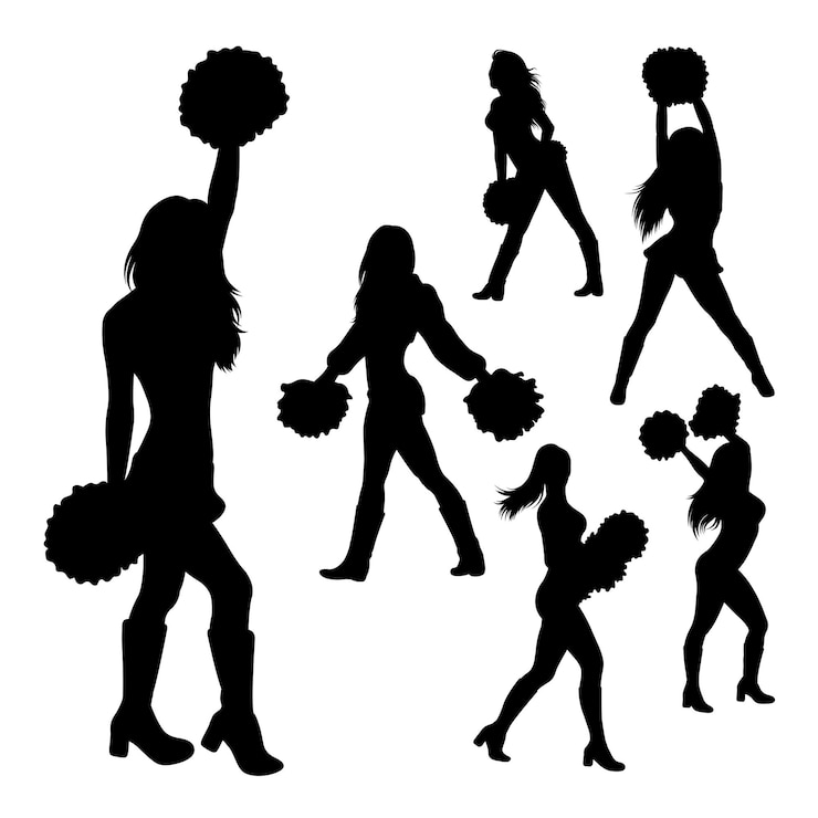 Vecteur silhouettes d'activités de pom-pom girls