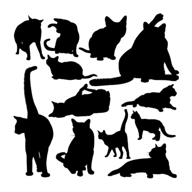 Vecteur silhouettes d'animaux chat siamois