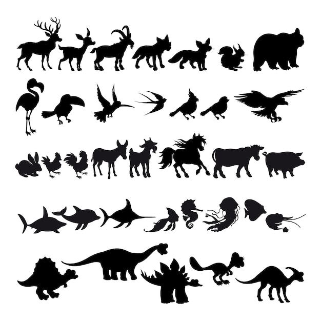 Silhouettes D'animaux Dessinés