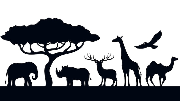 Vecteur silhouettes d'animaux sauvages