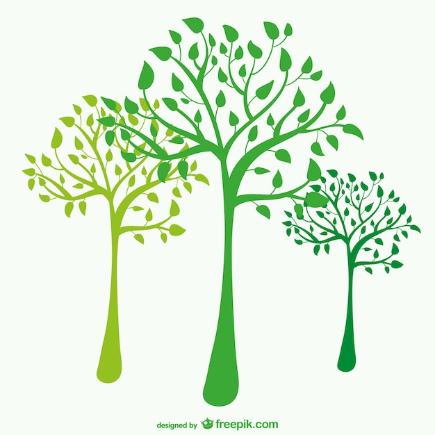 Vecteur silhouettes d'arbres verts