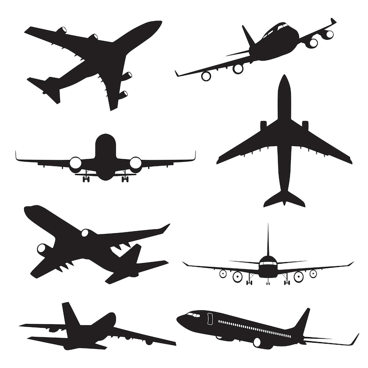 Vecteur silhouettes d&#39;avion