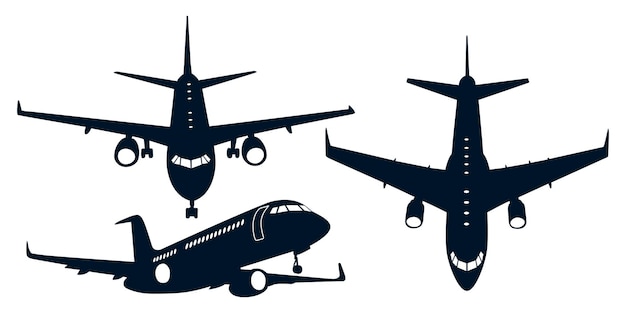 Silhouettes D'avions Ou D'aéronefs Art Vectoriel