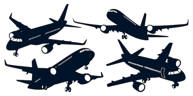 Vecteur silhouettes d'avions ou d'aéronefs art vectoriel