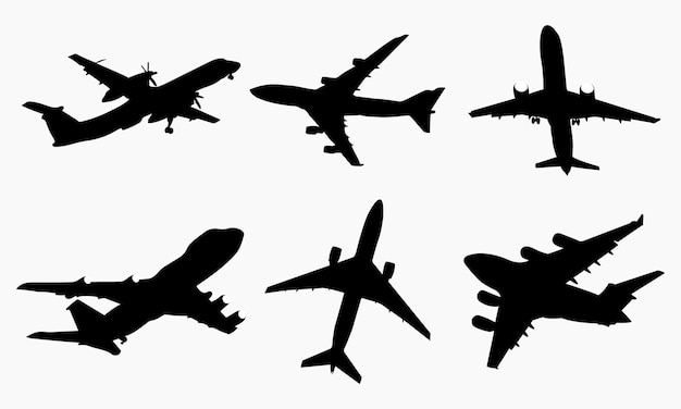 Silhouettes D'avions Vecteur Premium